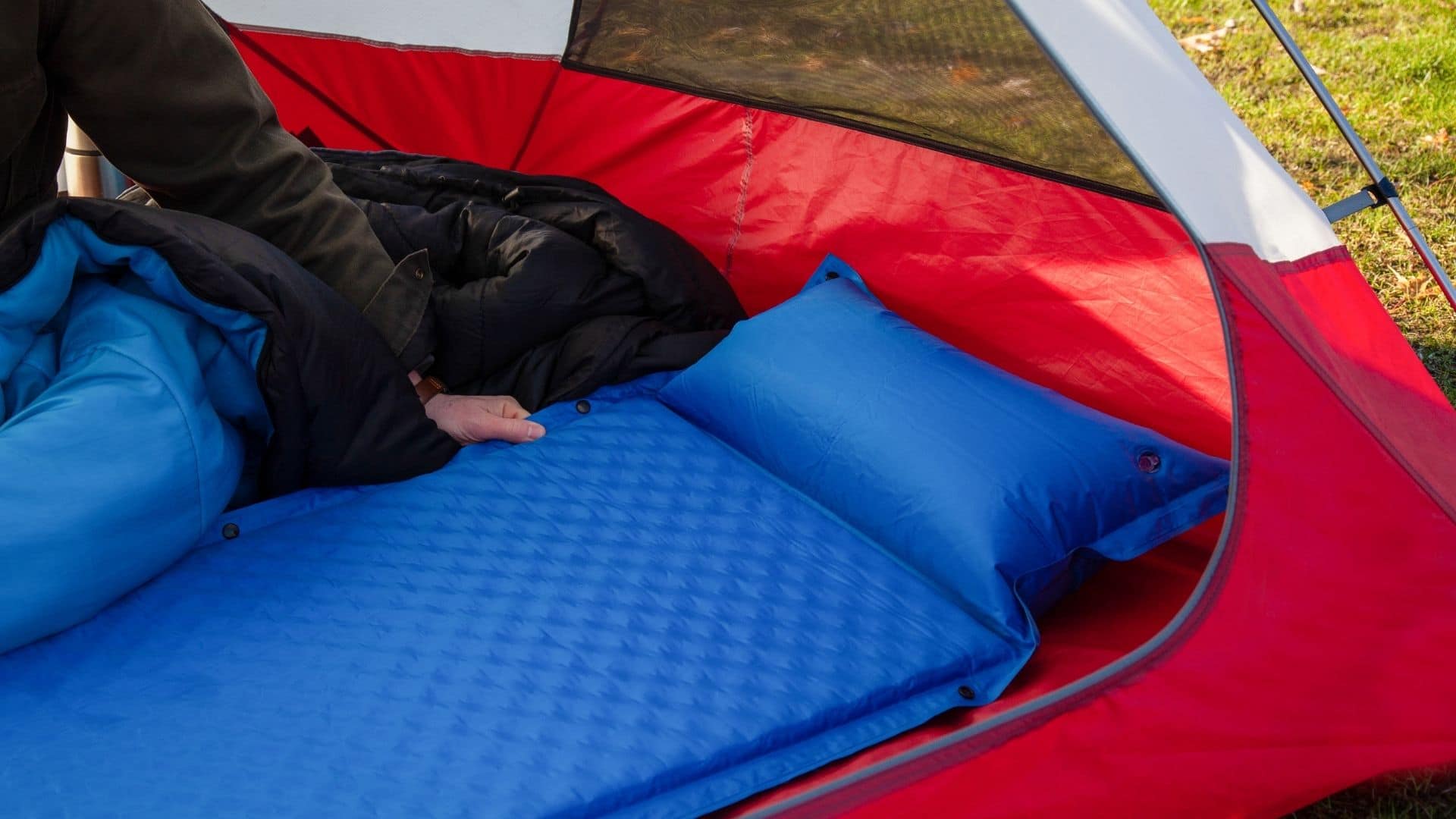 Double matelas de couchage pour camping tapis autogonflant matelas de  couchage avec oreiller pour la randonnée en plein air 2 personnes lit de  voyage Air Mat