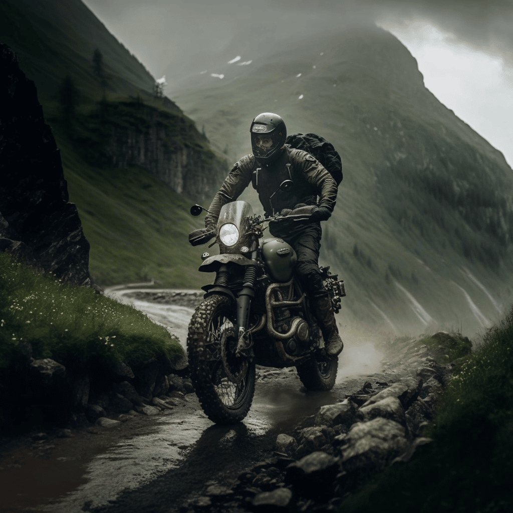 mot trail avec moto dans les chemins